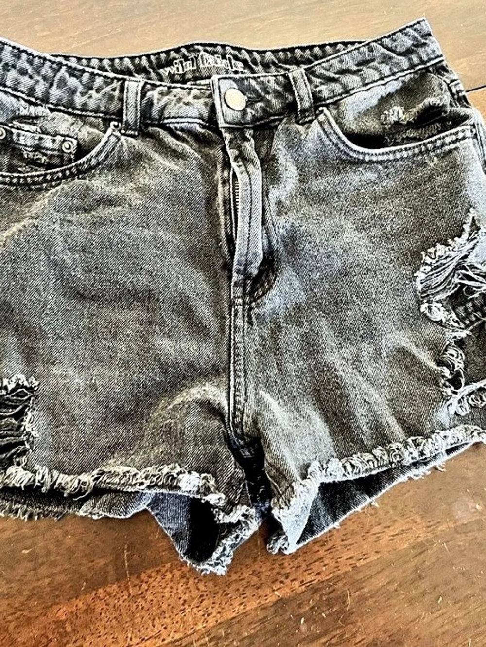 Wild Fable High-Rise Distressed Cutoff Denim Shorts Distressed Gray Jean Shorts